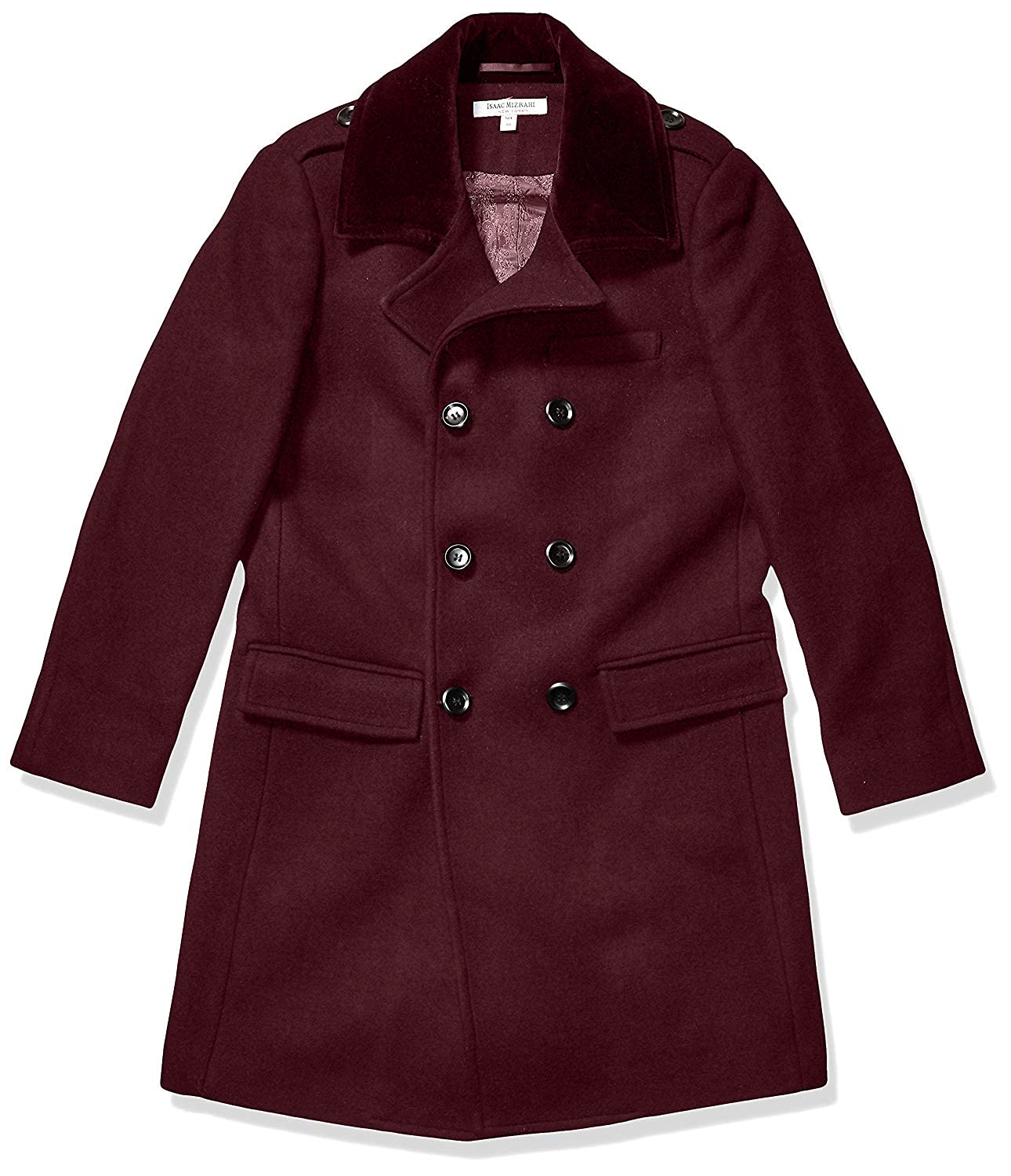 Isaac Mizrahi Boy's 2-20 Velvet Collar Quilt Lined Wool Blend Peacoat