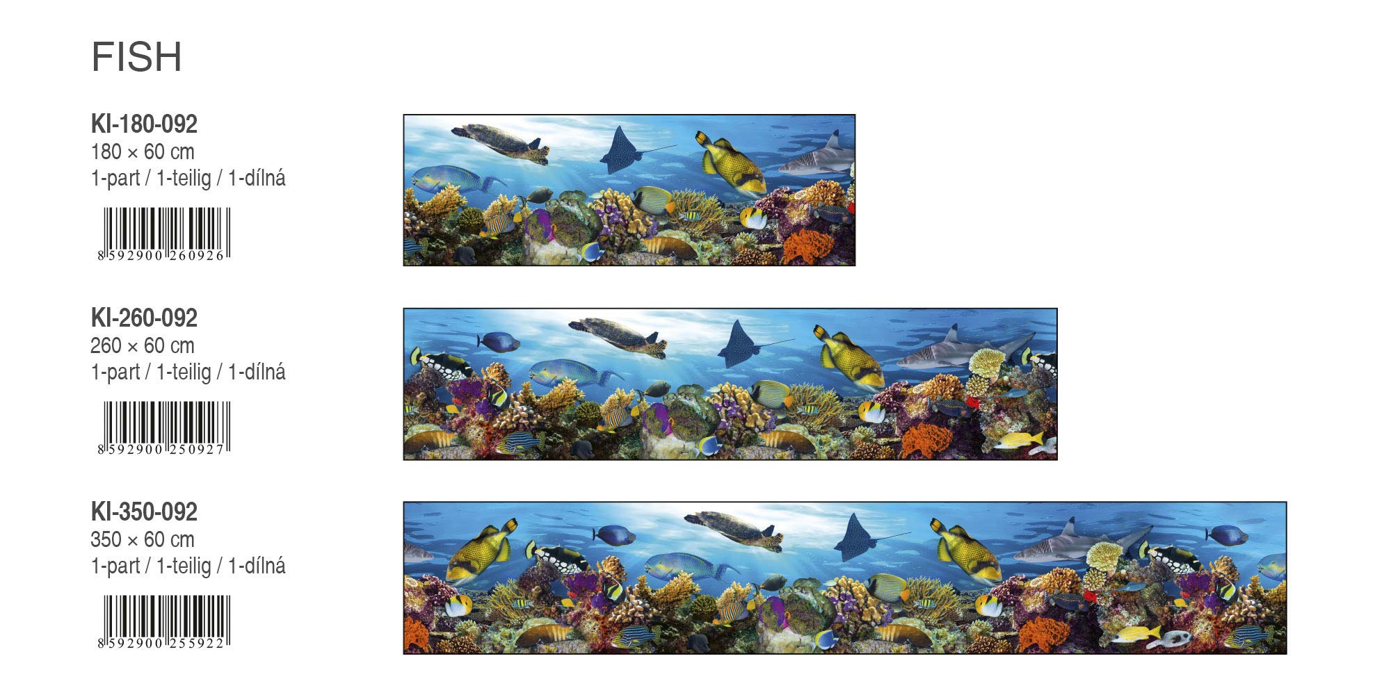 DIMEX LINE Paraschizzi Auto-Adesiva per la Cucina Pesci in Oceano 350 x 60 cm | Resistente all’Acqua | QUALITA‘ Premium