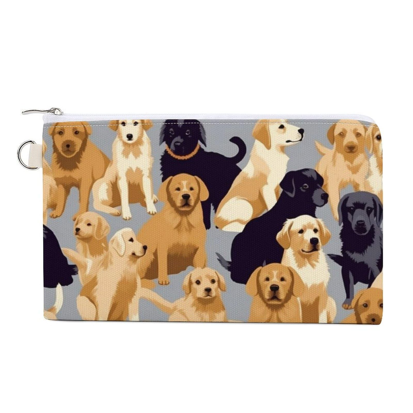 GPFVSJW Dog Pattern Canvas Wallet, Large Capacity Handbag Long Wallet Bi-Fold Wallet Change Purse Rfid Blocking Credit Card Holder Wallet for Women Men