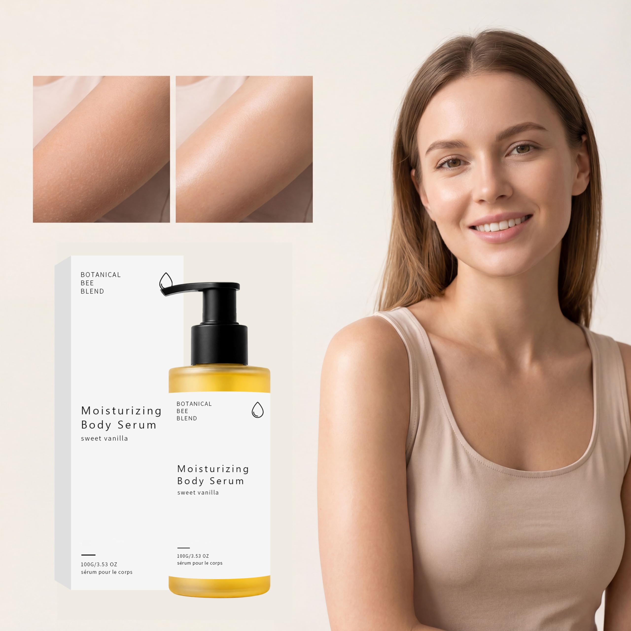 Siero corpo botanico con estratti di api naturali, olio per il corpo rassodante dopo la doccia, idratante e lisciante, formula leggera per una pelle morbida ed elastica (6 pezzi)
