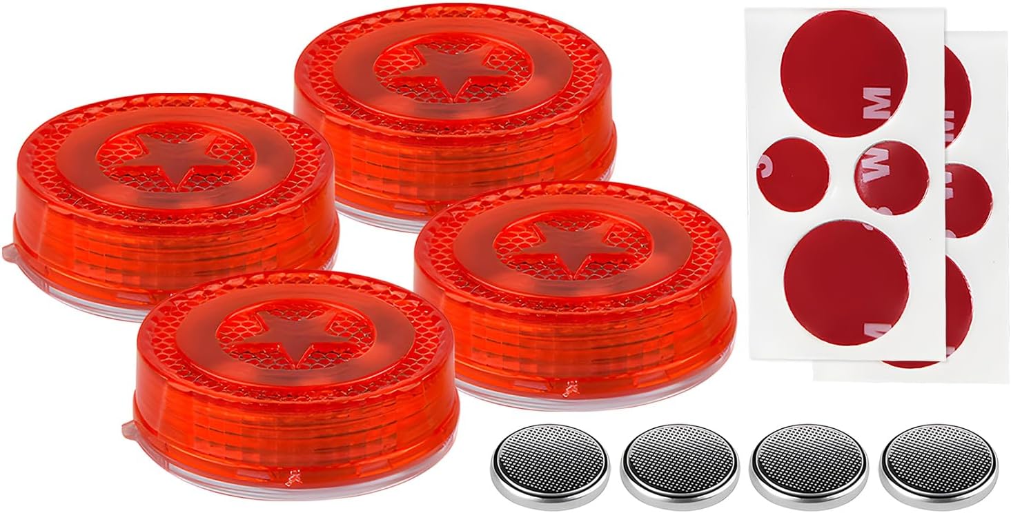 4 PCS Wireless Car Door LED Warning Lights, 5 LED High Brightness Vehicle Door Safety Signal Light, Anti Rear End Collision Roadside Flashing Light for Cars SUVs Trucks (Red)