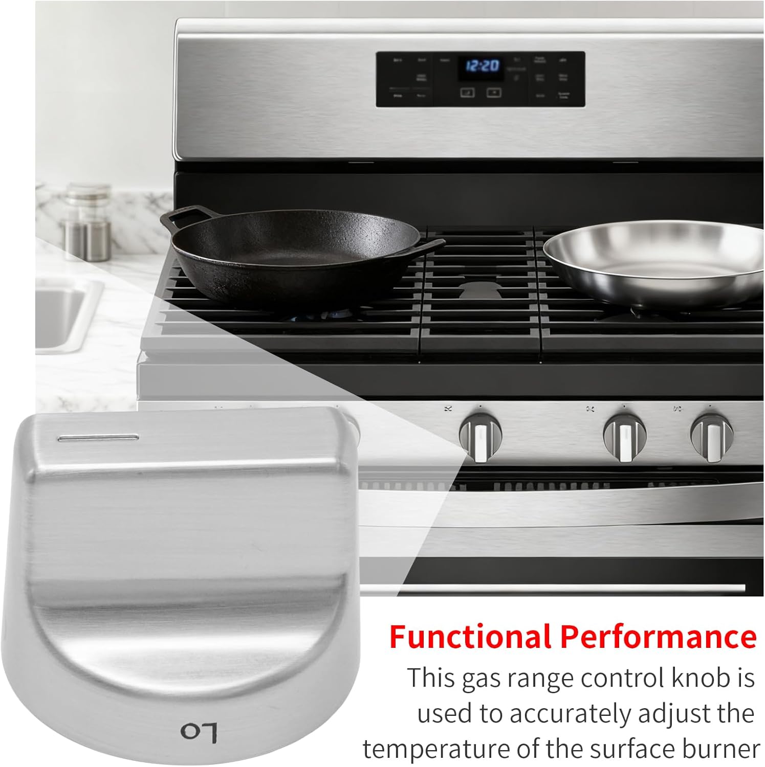 5Pcs W11239985 Stove Control Knobs, Replacement for Whirlpool Gas Stove Models WFG525S0HZ1 WFG550S0HZ0 WFG525S0HZ0 WFG525S0JV0, Replaces W10850015 PD00061875