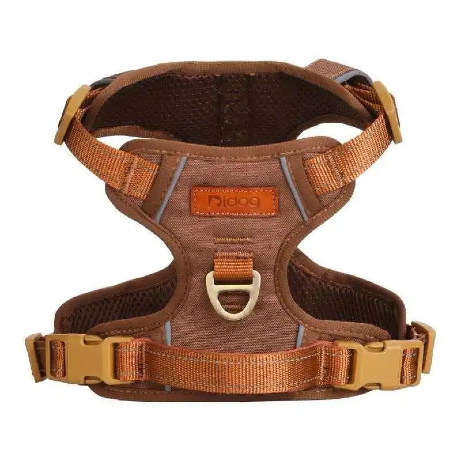 Harnais en cuir PU vintage et nylon premium pour grand Shiba ou Beagle ajustable L