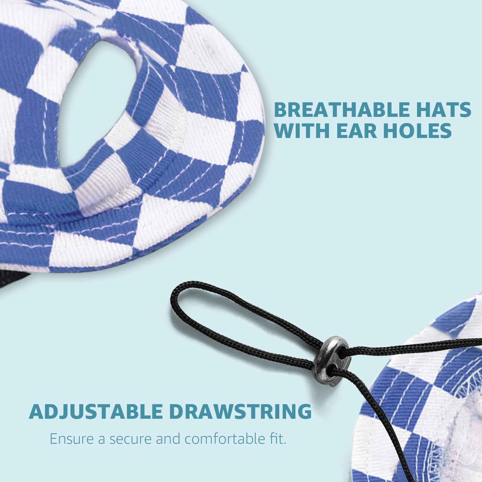 CREATCABIN Haustierhut Kariert - Sonnenschutz Für Katzen & Hunde Mit Verstellbarer Kordel