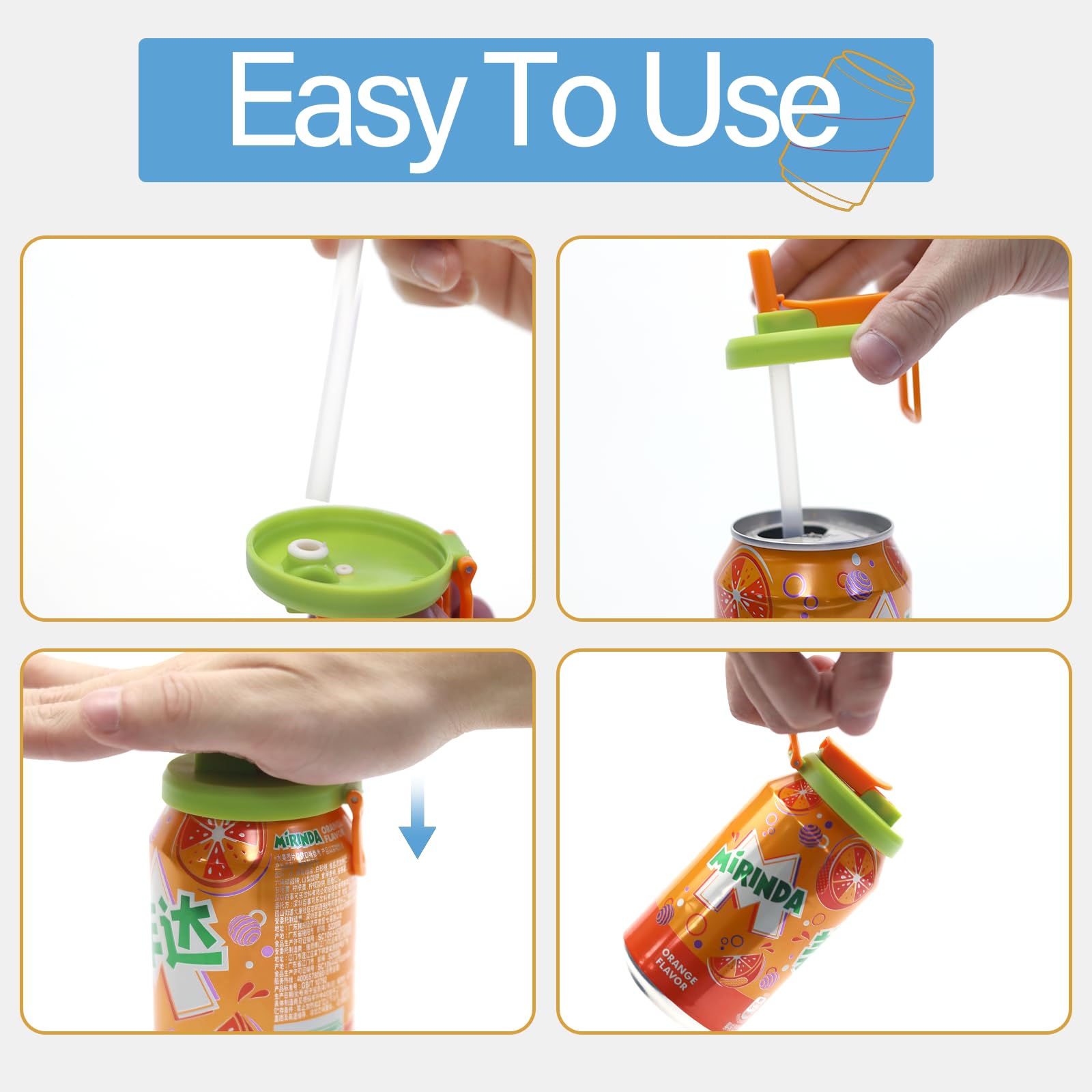 Couvercle Canette Avec Paille CAASFOOY Lot De 8 Couvercles En Silicone Pour Canettes De Soda, 2 Couvercle Silicone