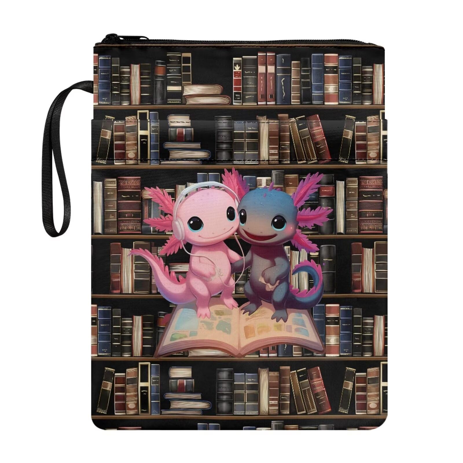 UOIMAG Axolotl Book Pouch for Kids Cute Book Sleeve Back to School Supplies Covers for Notebook — image 1