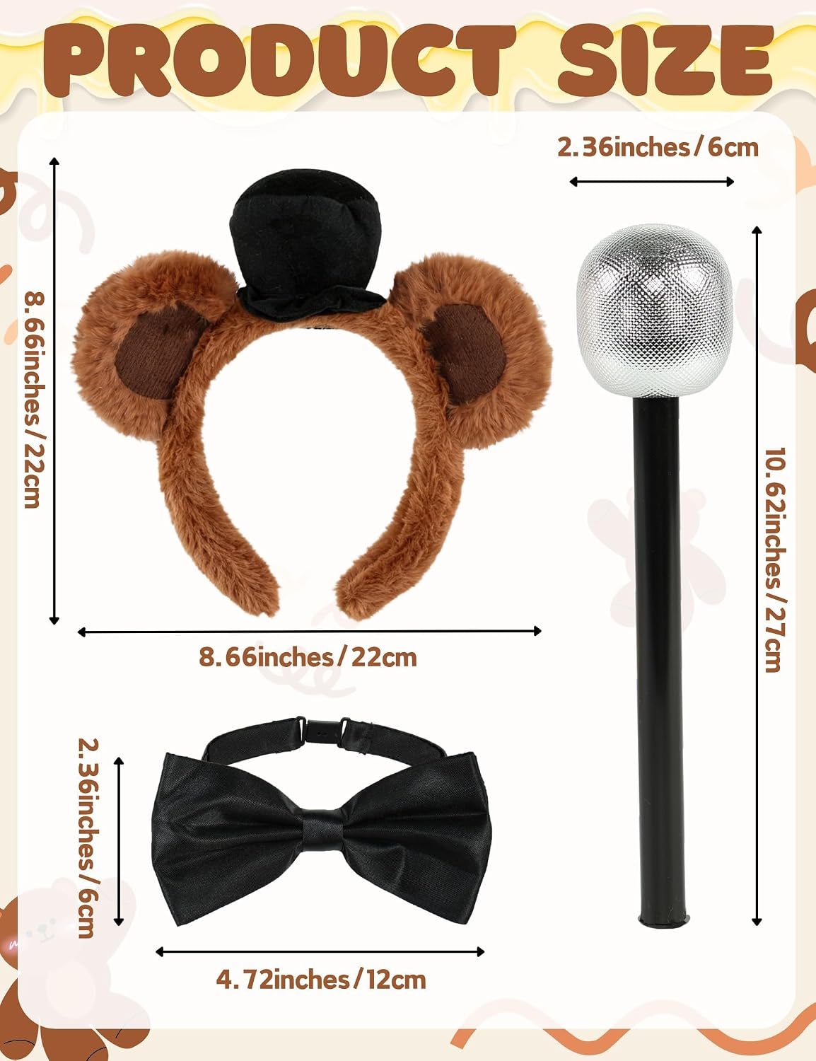 3PCS Bear Costume Accessories for Adult Halloween Cosplay Set