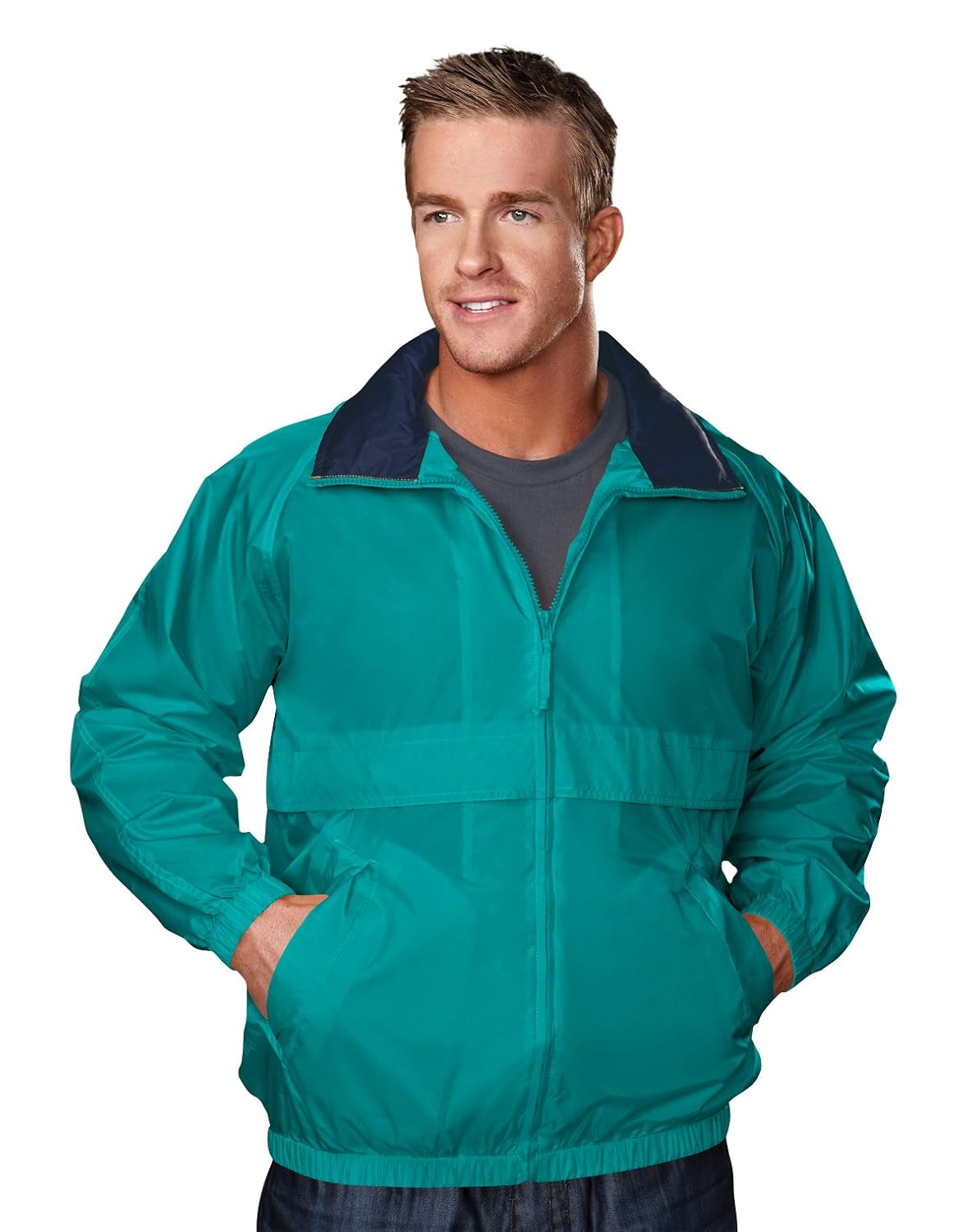 AFC Mens Windbreaker Jacket S to 6X Water Resistant Coat US Alpha 3X-Large Regular Regular Jade Teal