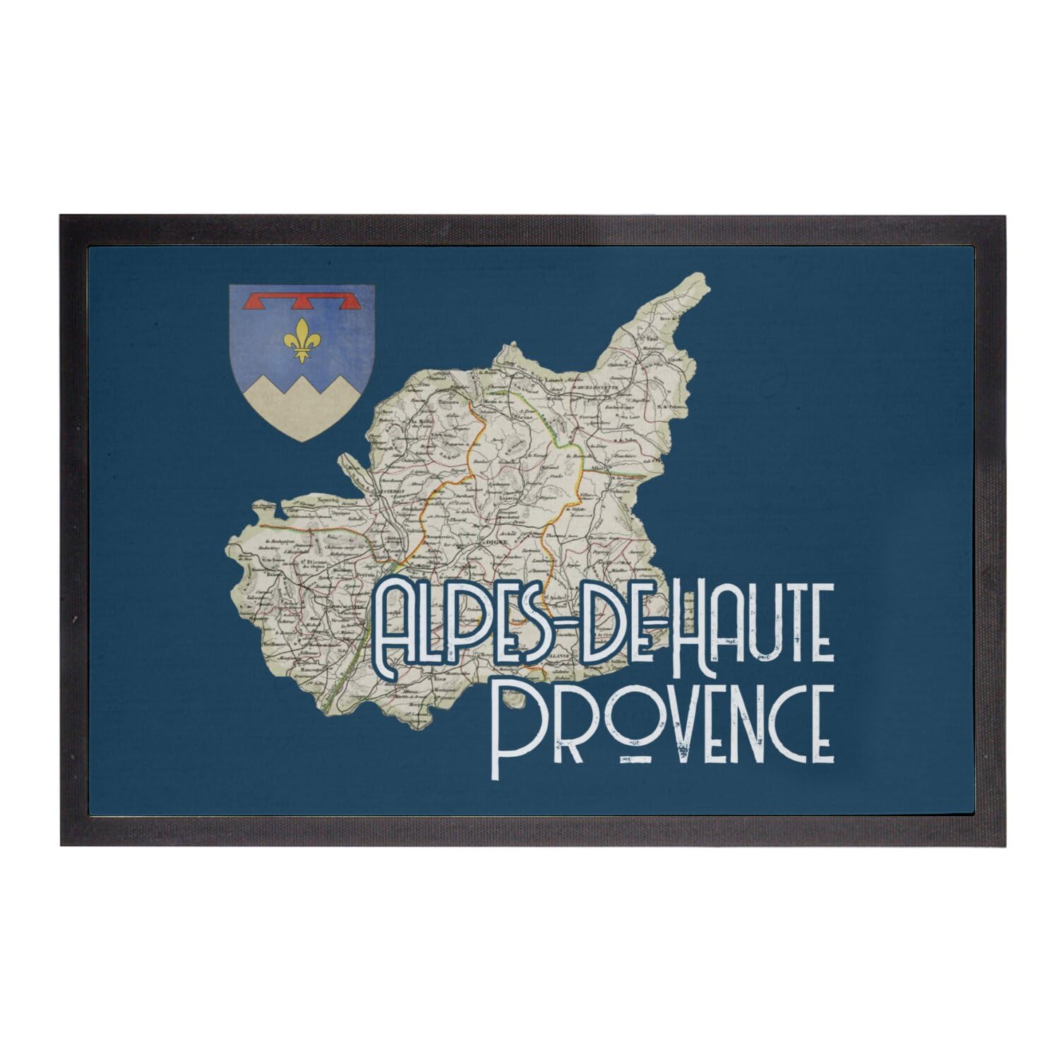 Paillasson Bleu Alpes de Haute Provence 04 tapis d'entrée 75x50cm