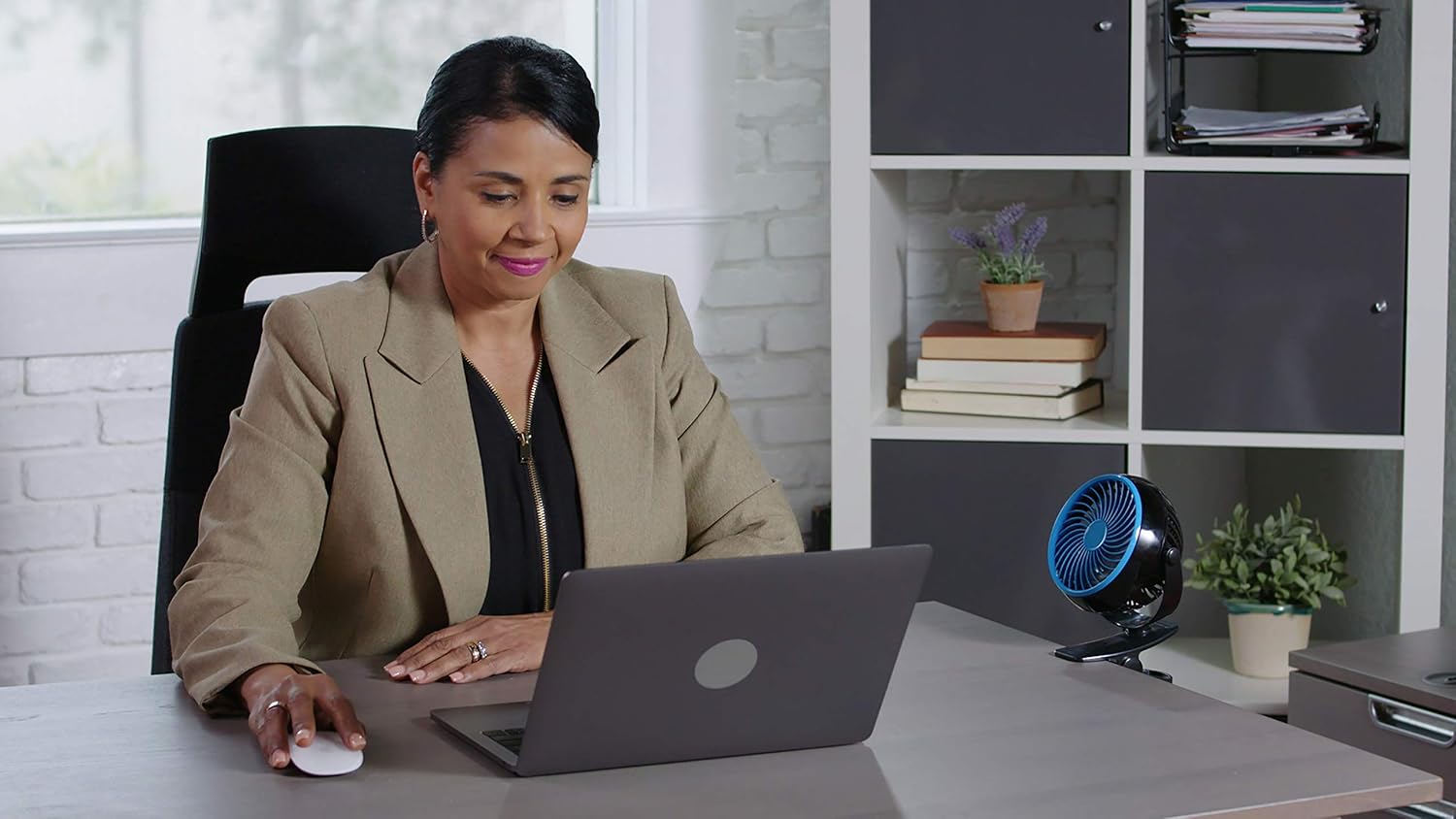 Spark Innovators Go Fan - Portable Fan, Rechargeable Desktop Stand or Clip On Battery Powered Fan - Personal Fan for Bedsides, Desks, Camping & Travel - Powerful Lithium Ion Rechargeable Clip Fan