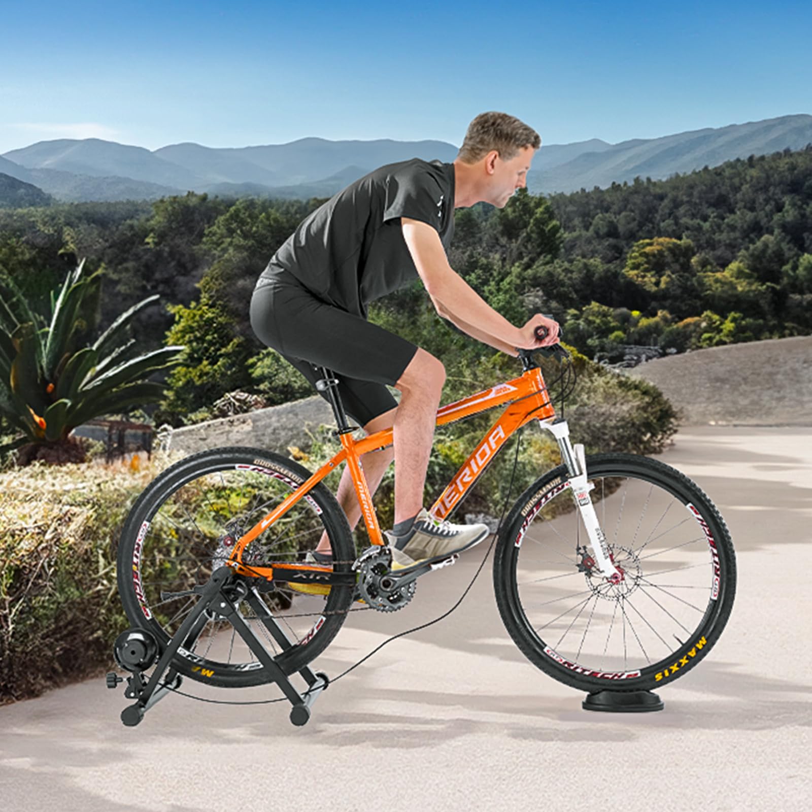 VEVOR Support d'Entraînement pour Vélo, Entraîneur de Vélo Magnétique Stationnaire pour Roues de 66-74 cm, 8 Réglages de Résistance, Moteur à Faible Bruit, Levier à Dégagement Rapide, pour Intérieur