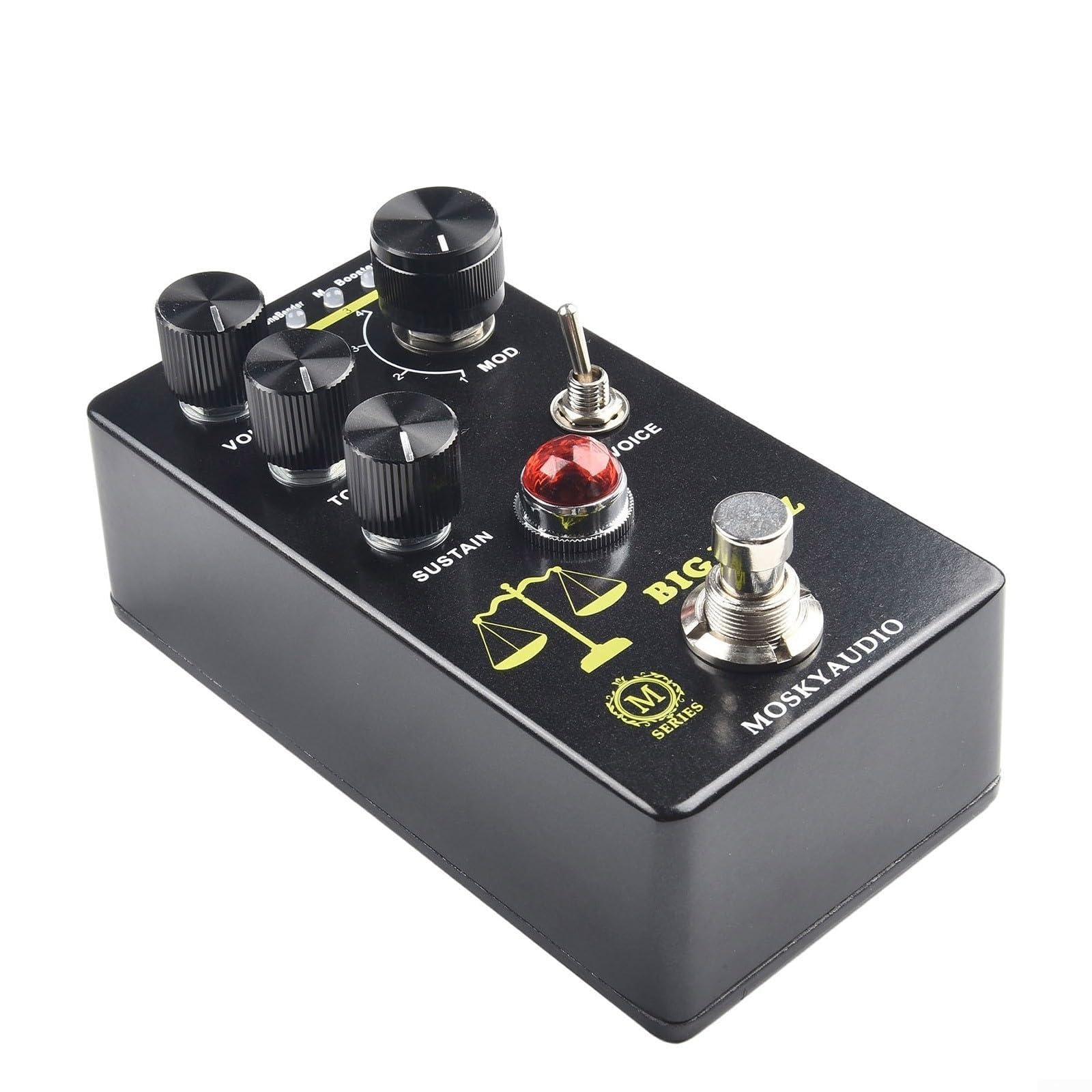 Mosky Big Fuzz - Pedale effetti per chitarra, distorsione a 4 modalità con controlli tono/sustain, basato su circuito Muff PI per chitarra elettrica