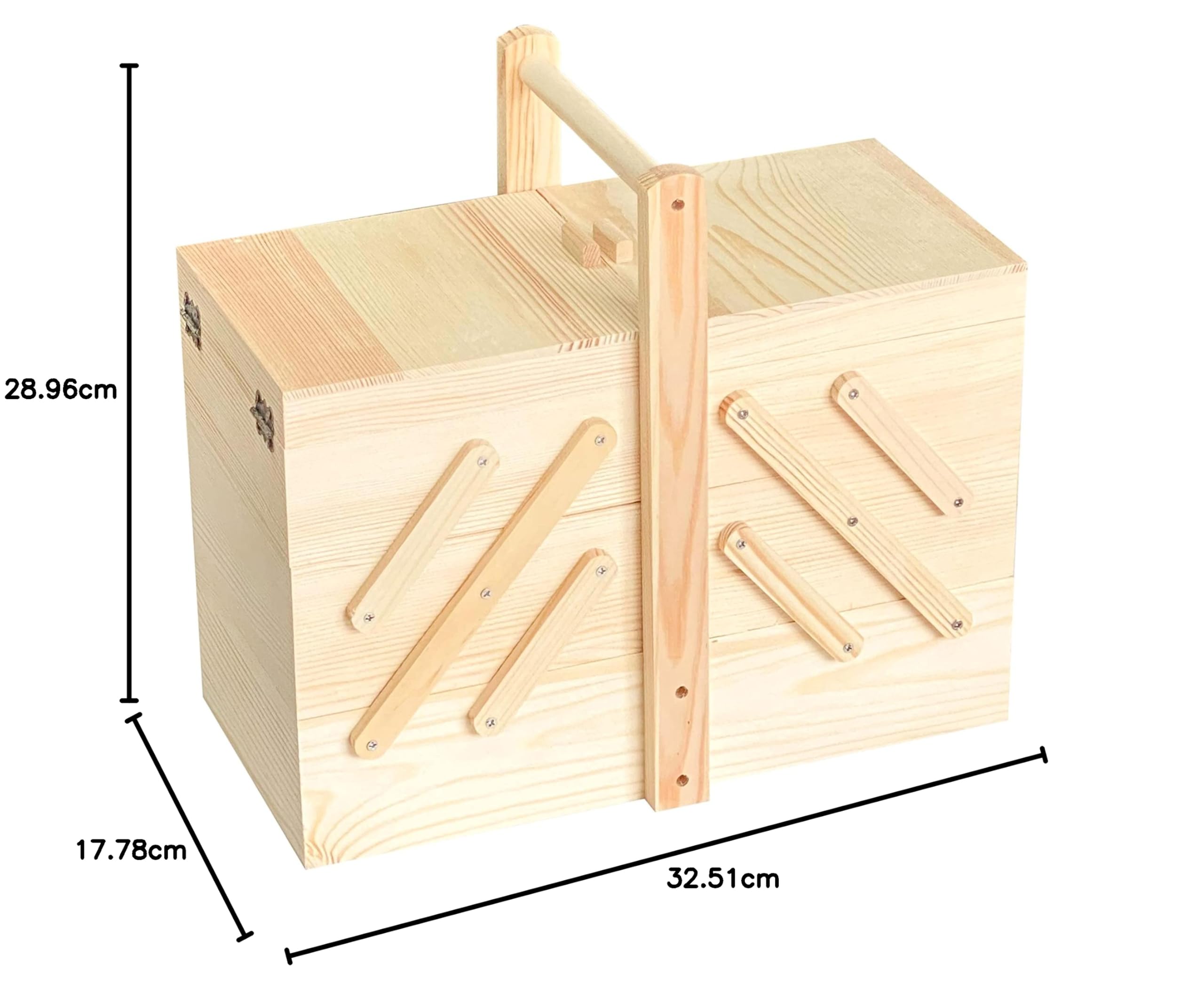 Nähkästchen aus Holz, unlackiert, mit 5 Schubladen, 32 x 17 x 29 cm