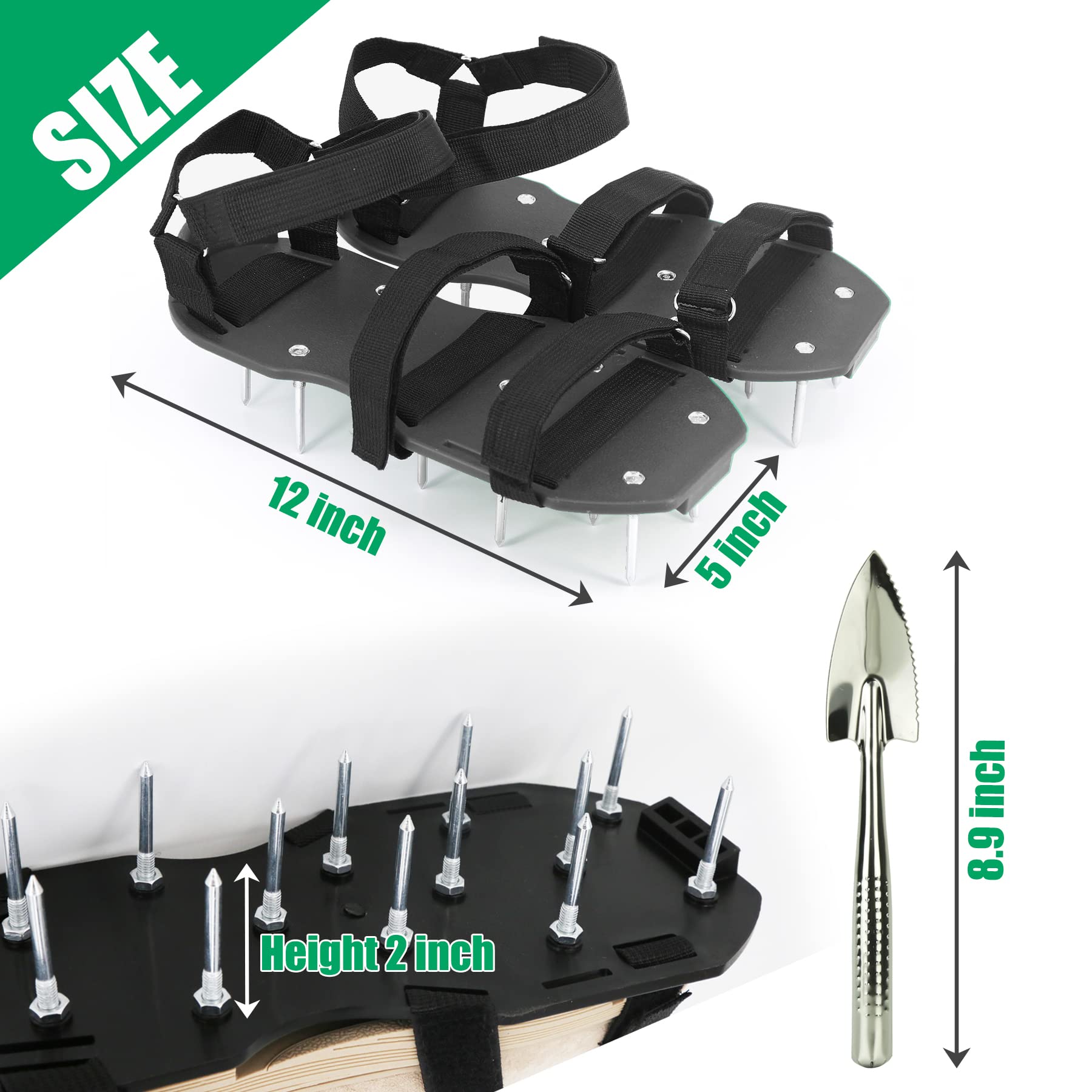 Aérateur Pelouse Chaussure, HSLighting Installation Gratuite, Chaussures À Gazon pour Aérer Efficacement avec Ongles, Idéal pour L’Entretien De Votre Pelouse, Chaussures À Ongles Scarificateur Gazon