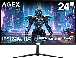24 Inch 240Hz Gaming Monitor, IPS Panel MPRT 1ms, Full HD 1080P, 300cd/m² Brightness, Adaptive Sync, Crosshair, DP1.4 & HDMI2.0, Black
