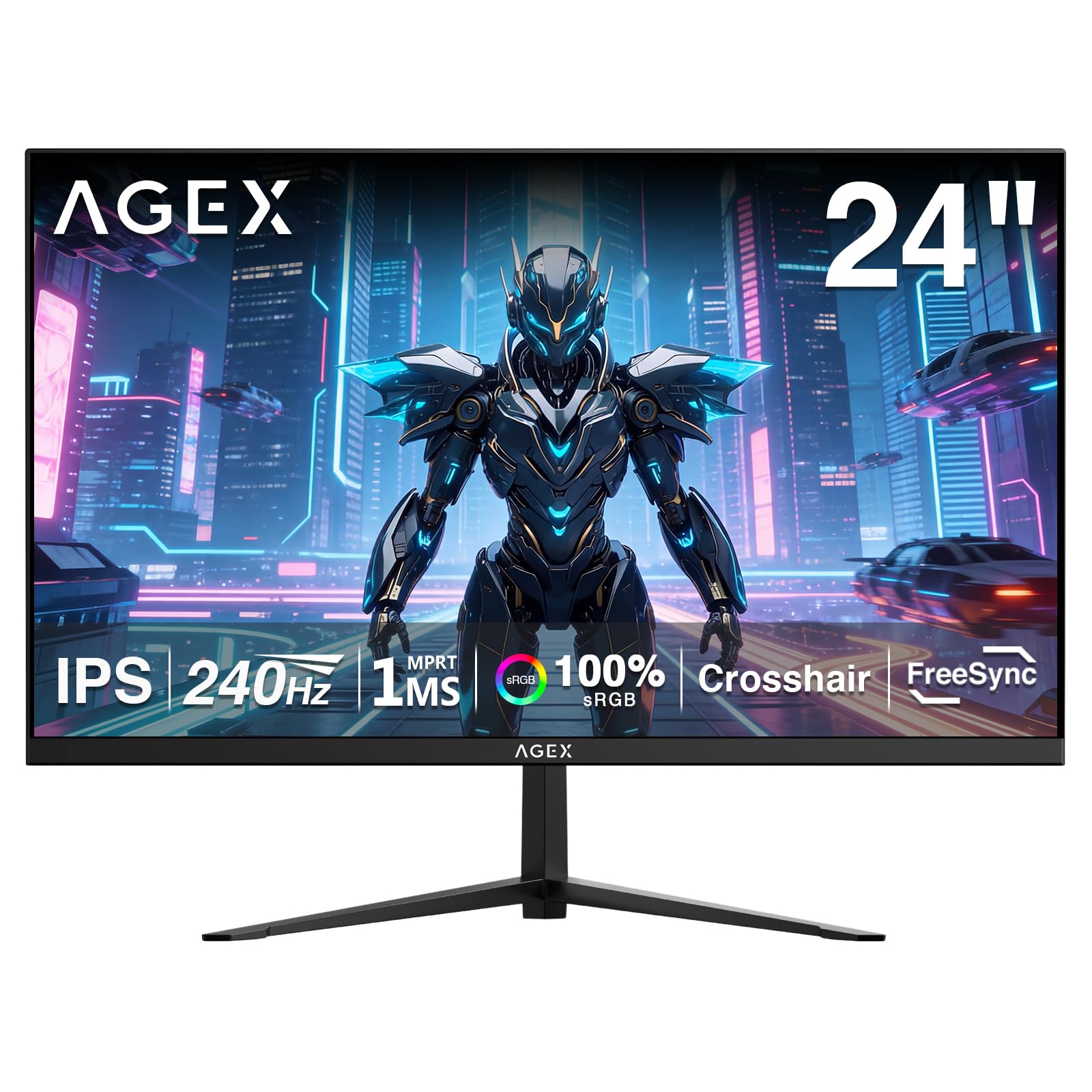 24 Inch 240Hz Gaming Monitor, IPS Panel MPRT 1ms, Full HD 1080P, 300cd/m² Brightness, Adaptive Sync, Crosshair, DP1.4 & HDMI2.0, Black