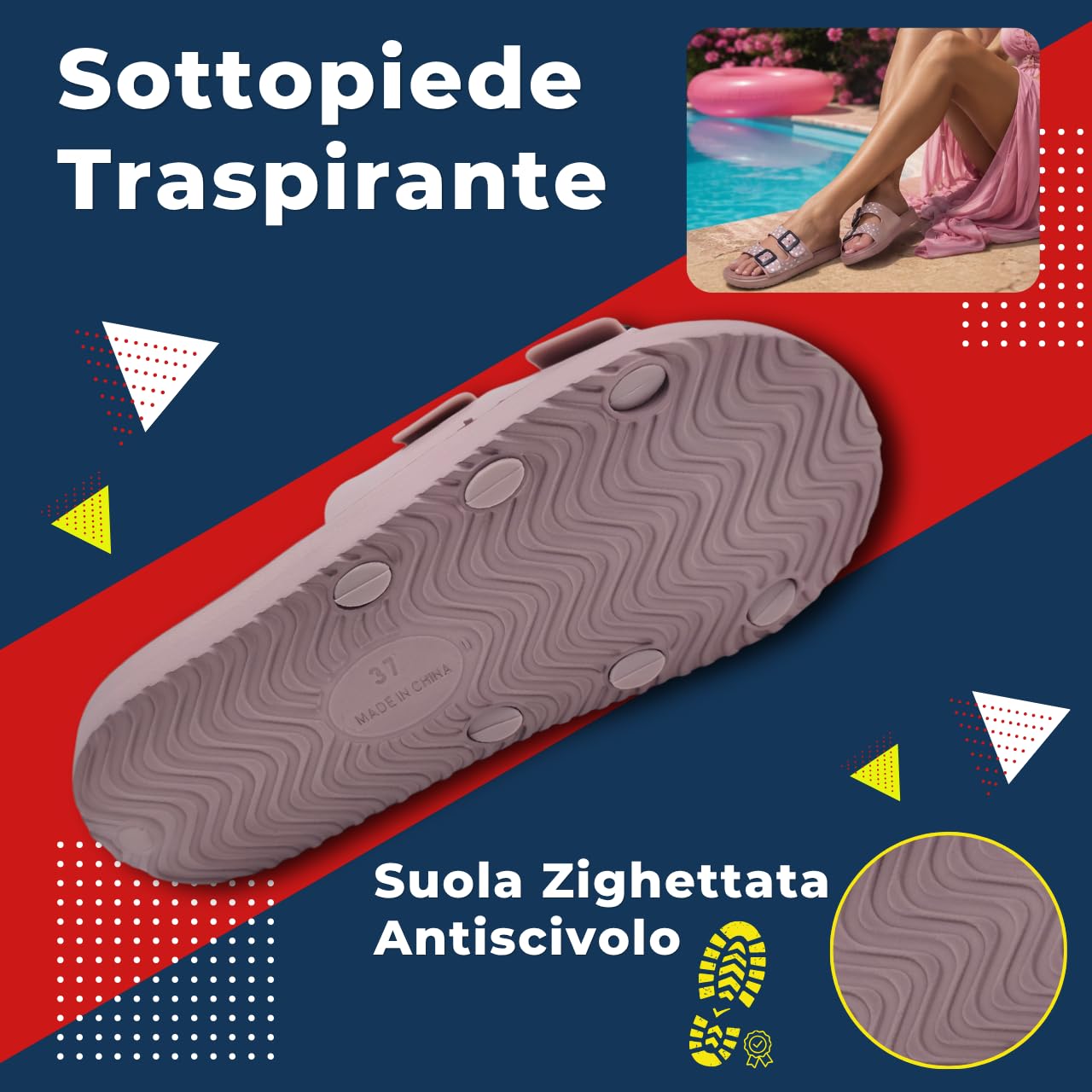 de fonseca Le Levantine Ciabatte Donna in Gomma EVA Sandali Estivi Chic Ciabatta Estiva Mare Casa Piscina