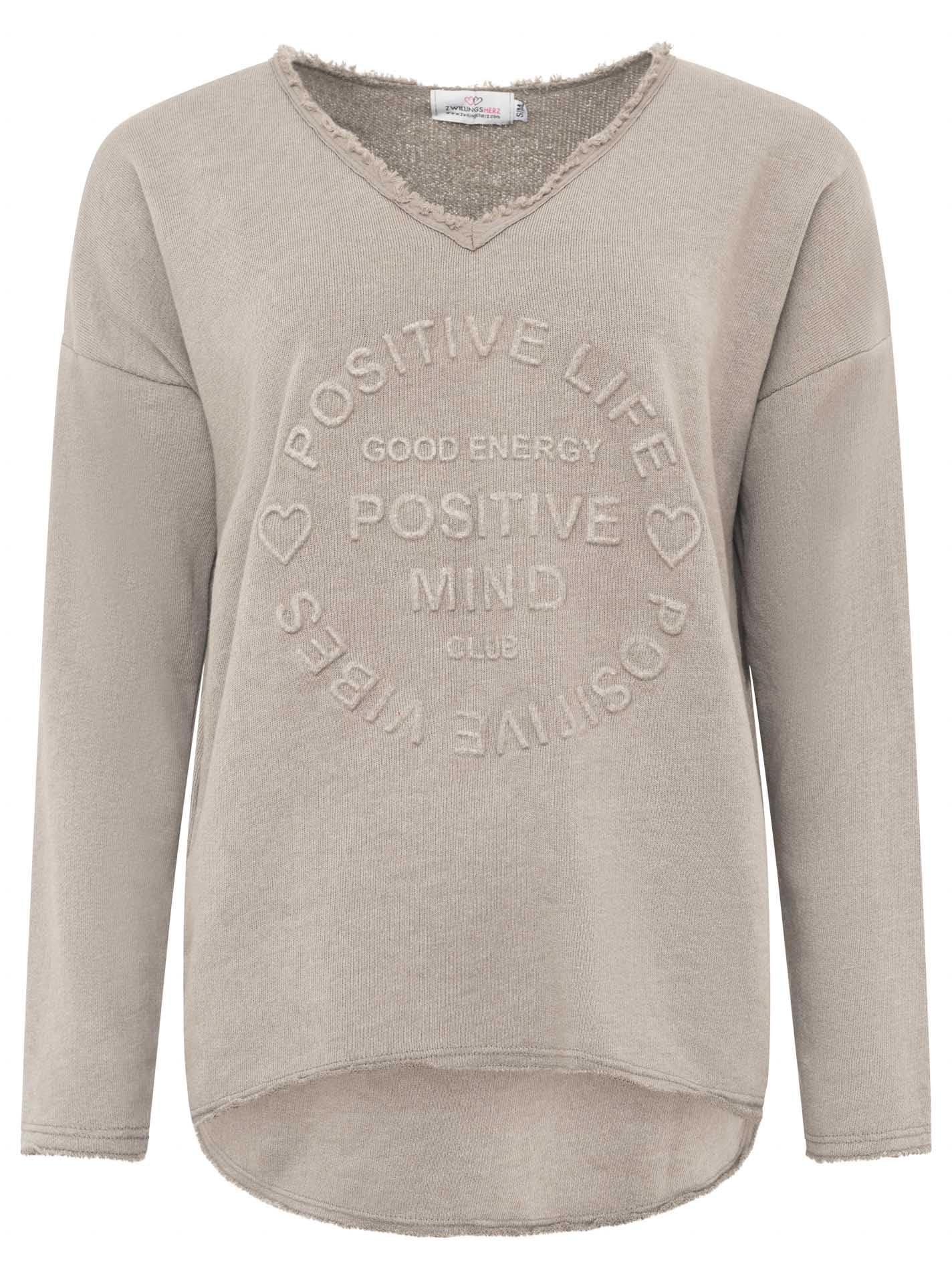 Zwillingsherz Sweatshirt Positiv für Damen Frauen – Hochwertiger Baumwoll Pullover Hoodie Pulli Langarm kuschelig weich Langarmshirt Oversized Sommer
