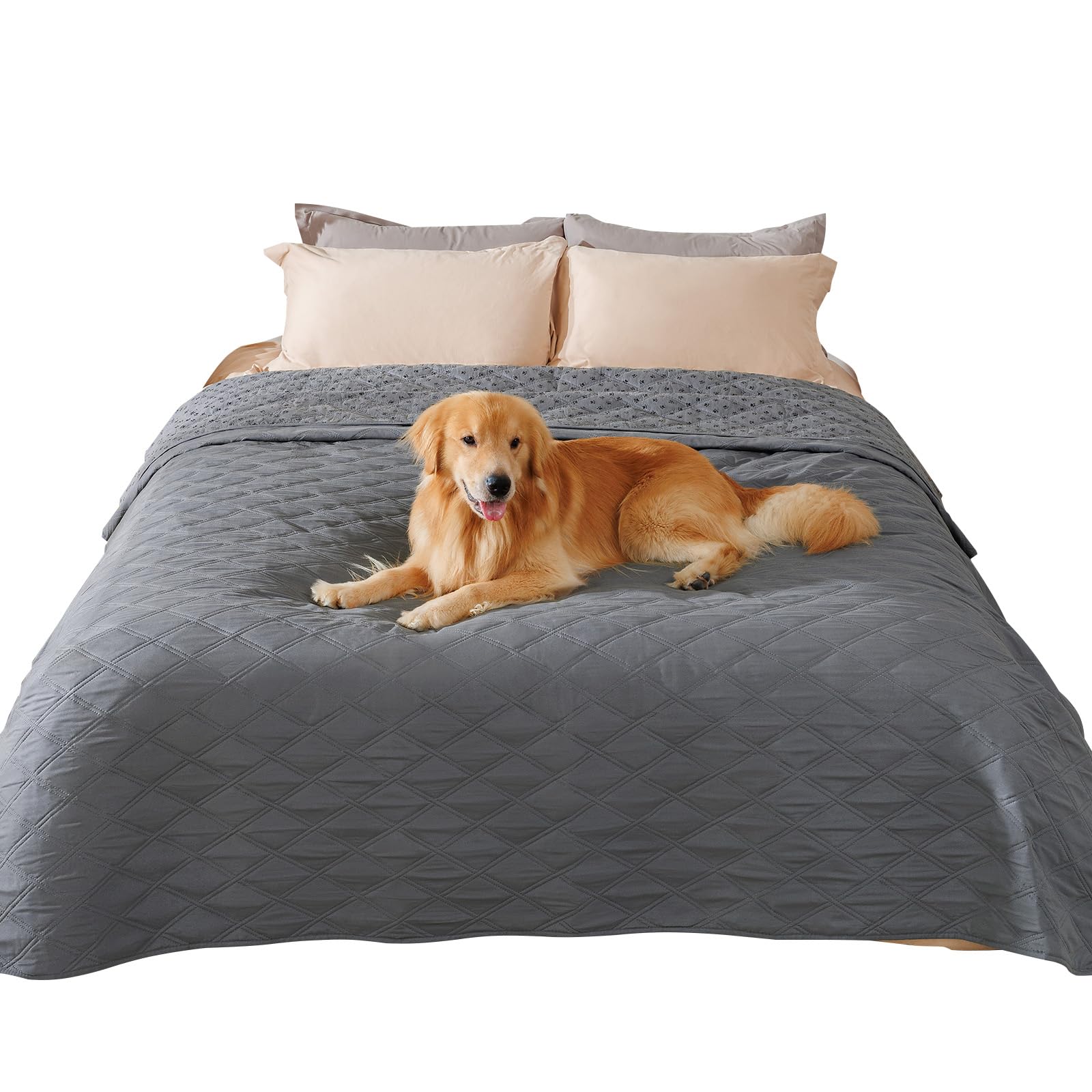 Luciphia 100% Waterproof Couch Cover Blanket for Dogs Anti-Slip Pet Couch Protector Sofa Mat Puppy Cat Blanket with Non-Slip Bottom, Grey, 82x120 Inch