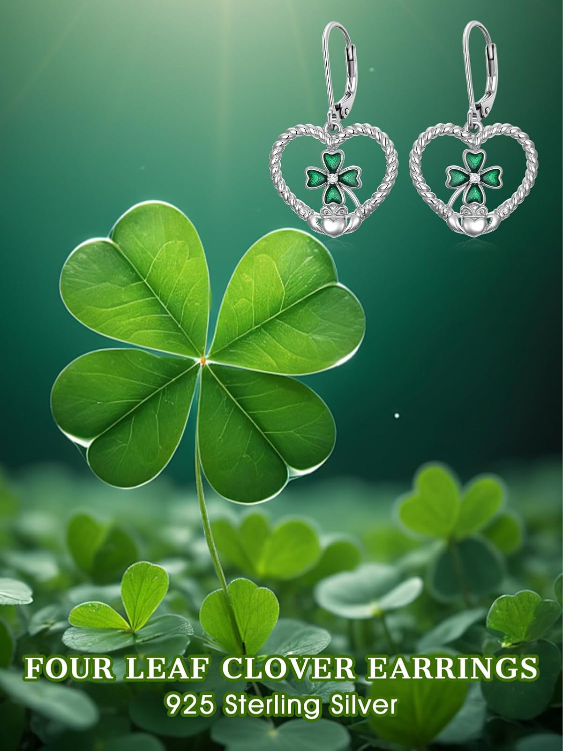 Colorful Mardi Gras Earrings/St Patricks Day Shamrock Dangle Earrings 925 Sterling Silver Carnival Earrings Jewelry Gifts for Women