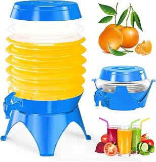 PRAMANTA 5.5 Liter Camping Water Can with Tap Portable Picnic Hiking Camping Water Tank Storage Container for Travelling Camper Collapsible Water Dispenser Barrel with Faucet (1Pcs)