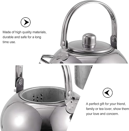 Miniatura 4 de 1 tetera silbante clásica de acero inoxidable, tetera para estufa con base fina de calentamiento rápido, acabado espejo