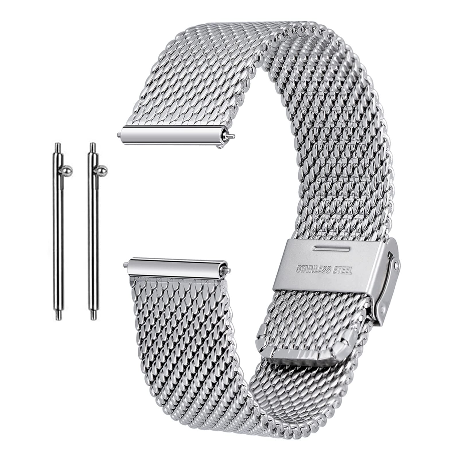Cinturino per orologio in acciaio inox, maglia metallica a sgancio rapido, cinturino milanese compatibile con chiusura di ricambio, facile da ridimensionare Waterpoof (20 mm)