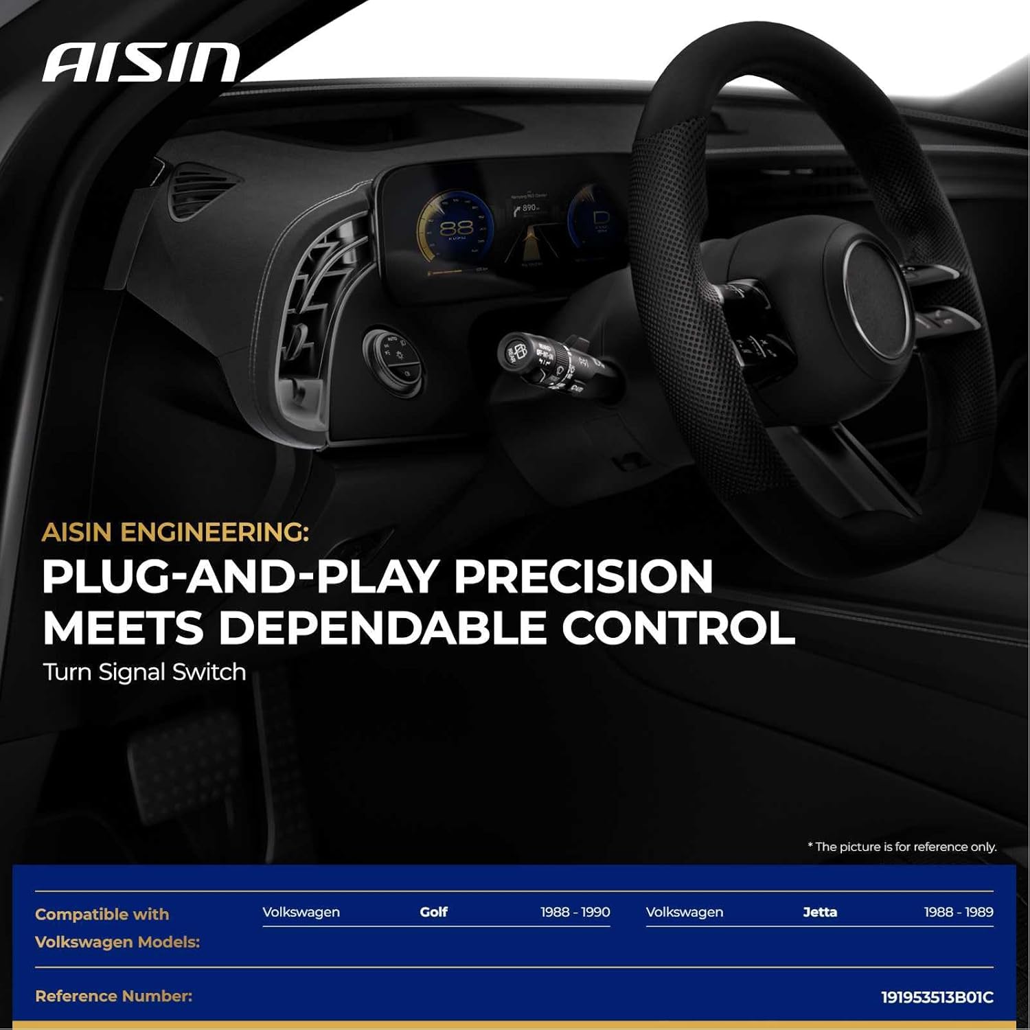 AISIN AFTERMARKET TSSVG-00108 Turn Signal Switch Multi-Function Combination Switch - Compatible with Volkswagen Jetta 1988-1989, Golf 1988-1990