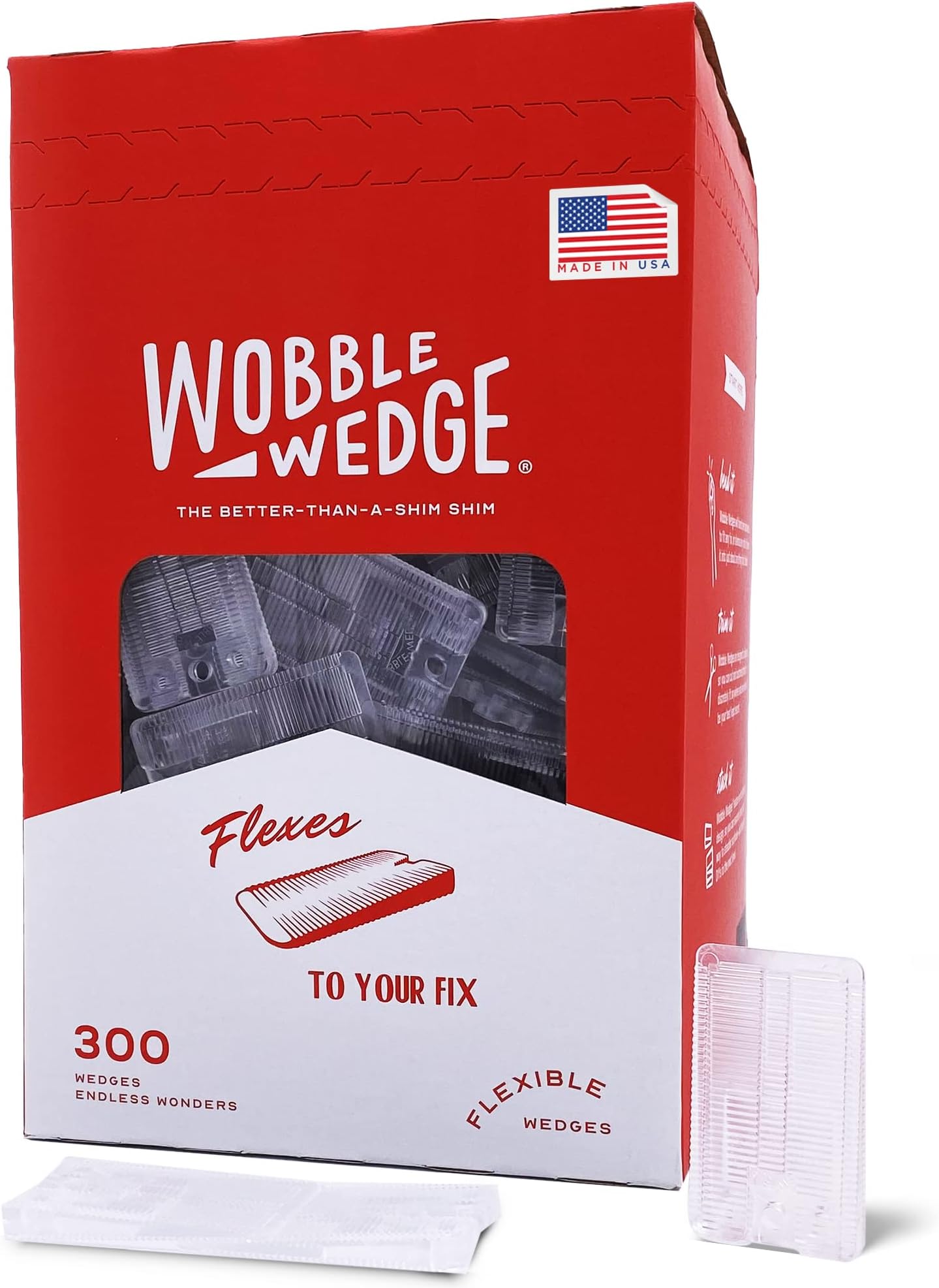 WOBBLE WEDGES Multi-Purpose Shims-Soft Clear 300 ea -Easy to Trim -Protect Delicate Surfaces -Level Restaurant Tables, Household Furniture and Plumbing Fixtures -Use as Clamping Pad on Angled Surface