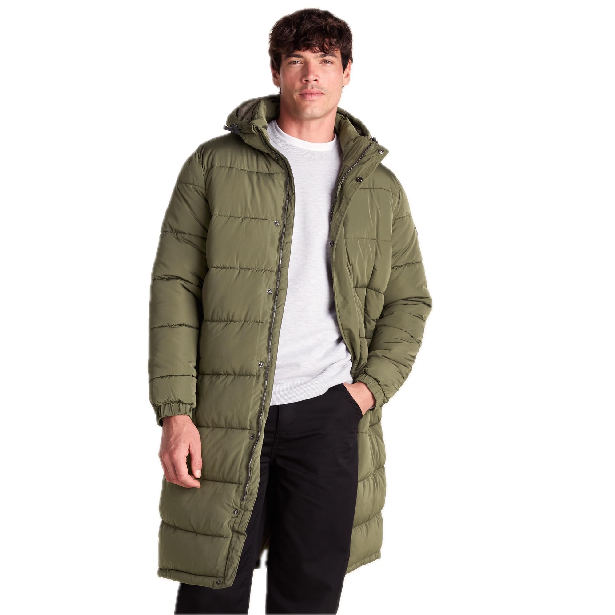 TOG24 Langrick Mens Quilted Padded Coat, Zip Recycled Wind Insulation Hood