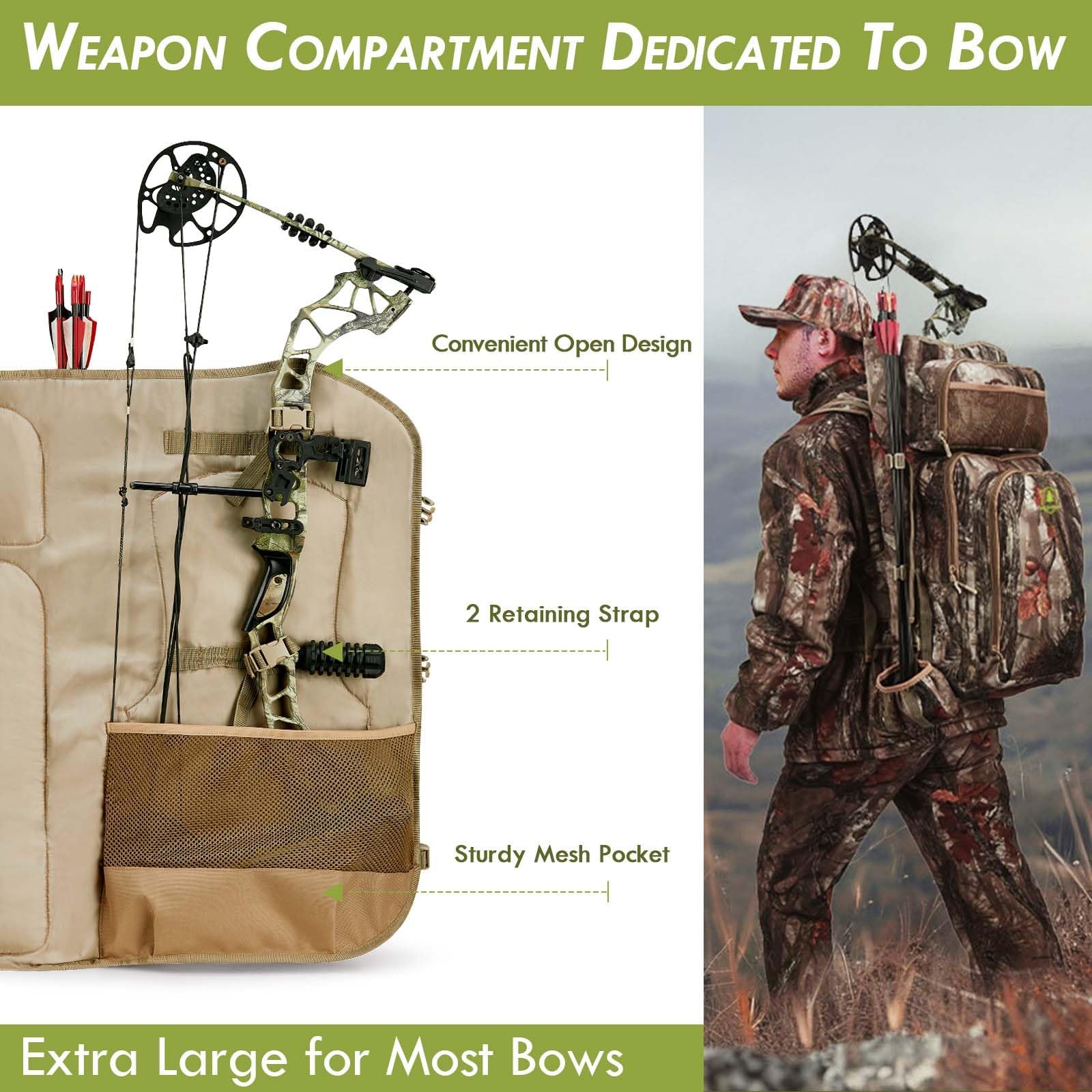 Wild Cedar Bow Hunting Backpack for Men, Saddle Camo backpack with Bow Holder, Compound Bow Hunting Bag for Deer and Elk Hunting