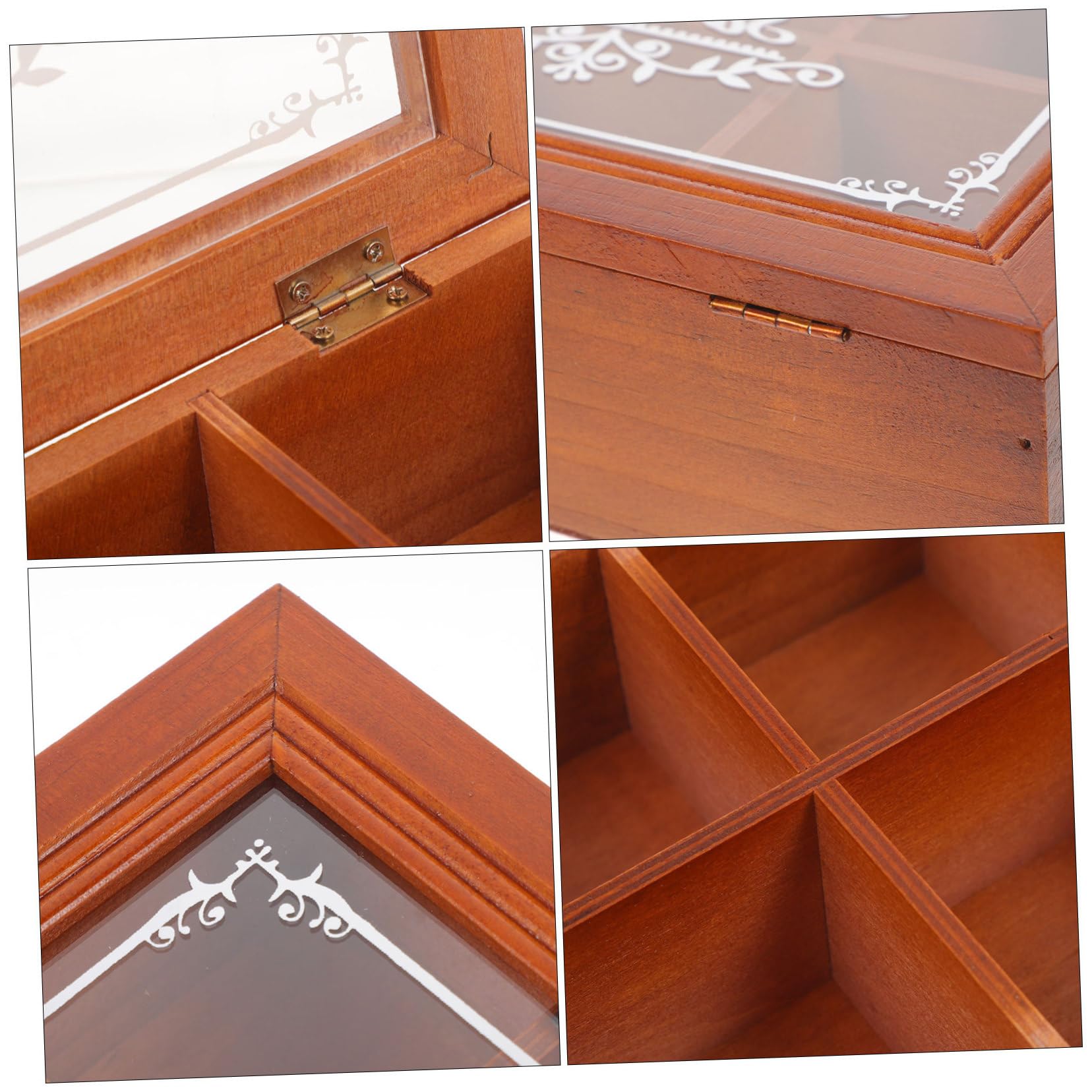 Mobestech Organizzatore Per Bustine Di Tè 6 Scomparti in Legno e Acrilico, Scatola Porta Bustine Da Scrivania Compatta Coperchio Trasparente, Contenitore Multifunzionale Per Cucina e Ufficio