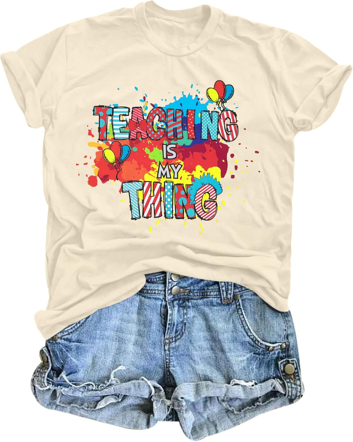MNLYBABY Teacher Shirts for Women Teaching is My Things Shirt Teacher Life Tee Casual Short Sleeve Tops