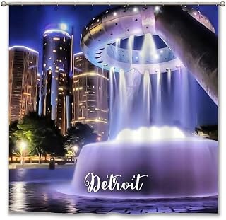 Detroit City Shower Curtain for Your Bathroom - 72x72in Detroit City Landscape Souvenir Polyester Fabric Shower Curtains Water Resistant Perfect to Hotel Bath Decor Ideal Retirement Gift