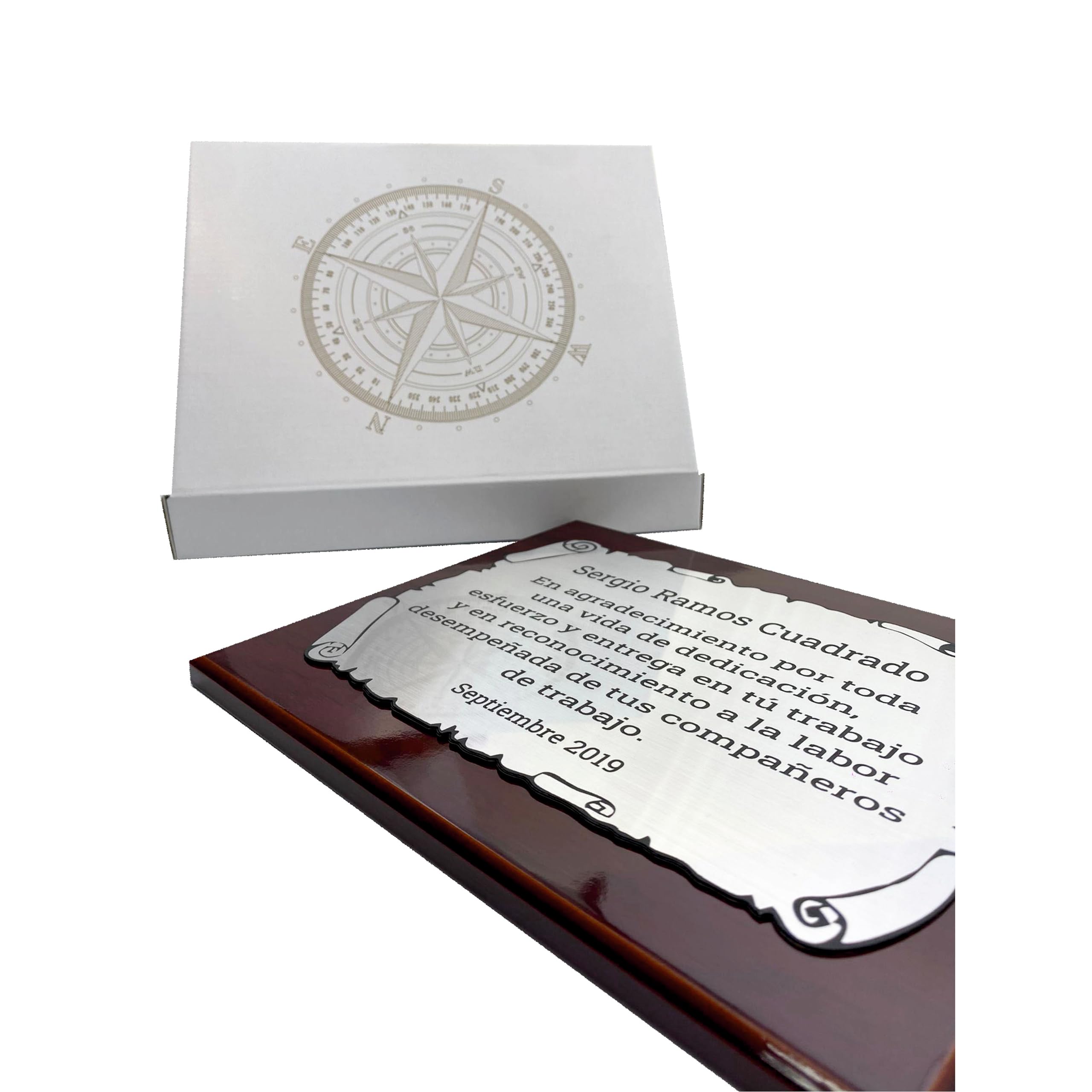 Placa conmemorativa personalizada grabada con láser (Mediana)