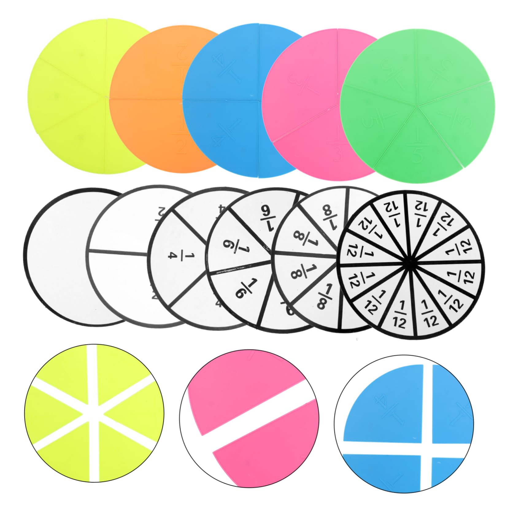 SHINEOFI Ensemble Magnétique De Cercles De Fractions 7.80 Pouces Matériel Pédagogique Pour Tableau Fractions Aimantées Apprentissage Interactif En Classe Et À La Maison