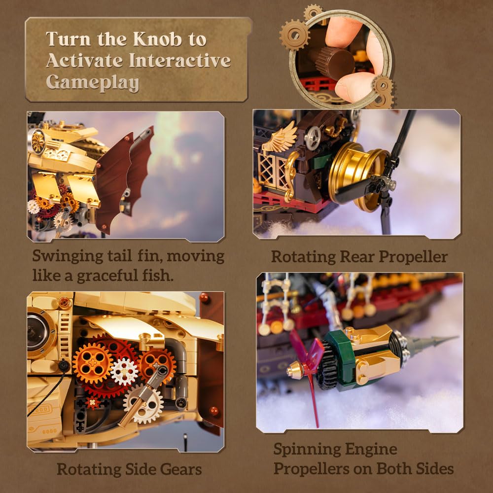 PANTASY Steampunk Airship Model Kit for Adults, Dual-Layer