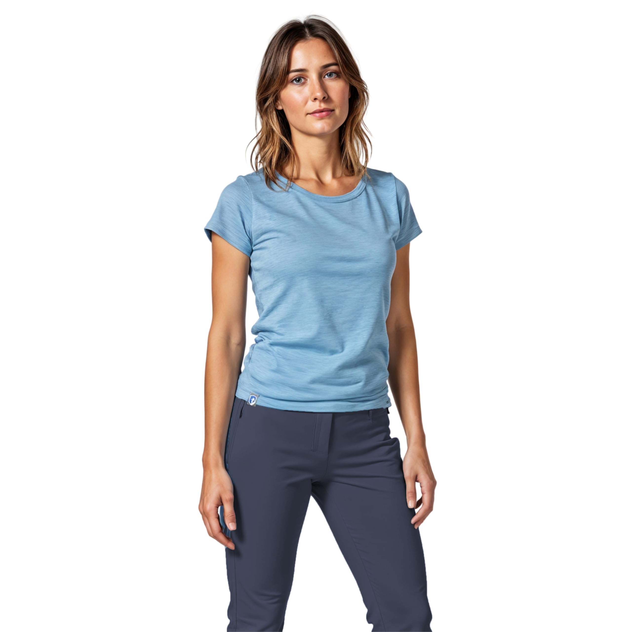 ALPIN LOACKER Merino Shirt Damen Kurzarm und Poloshirt I atmungsaktives Funktionsshirt schnelltrocknend für Sport und Wandern I Merinowolle Tshirt und Thermooberteil, Hellblau S