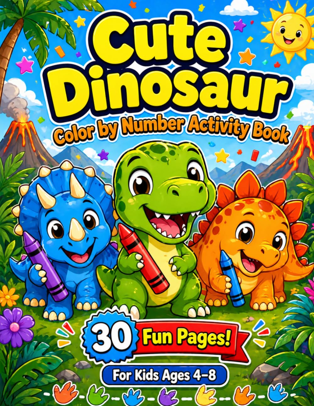 Cute Dinosaur Color by Number Activity Book for Kids: 30 Adorable Dinosaur Coloring Pages for Kids Ages 4-8 | Fun Color by Number Book for Preschoolers and Kindergartners