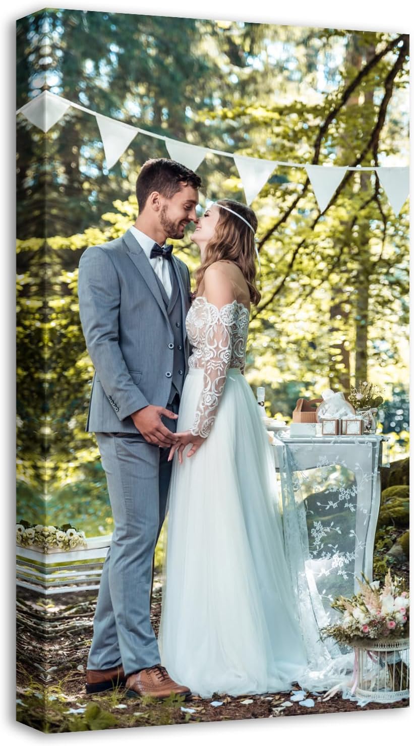 SZDHHH Custom Framed Canvas Prints With Your Photos - Personalized Picture To Canvas Wall Art Perfect for Home Decor Gifts Keepsakes (12" Lx24 W)