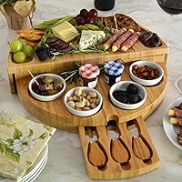 Vista 5 de Picnic at Ascot Deluxe Custom Engraved Bamboo Cheese/Charcuterie Board with Accessories - Innovative Patented Design - Quality Assured in The USA