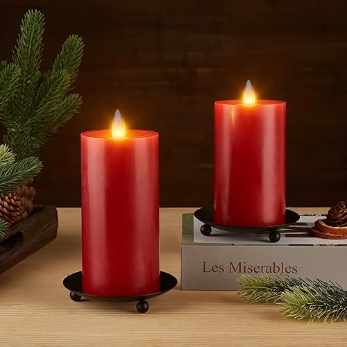 Miniatura 10 de Velas de pilar sin llama parpadeantes con temporizador remoto, velas LED que funcionan con pilas de hasta 400 horas, velas de cera real con llama