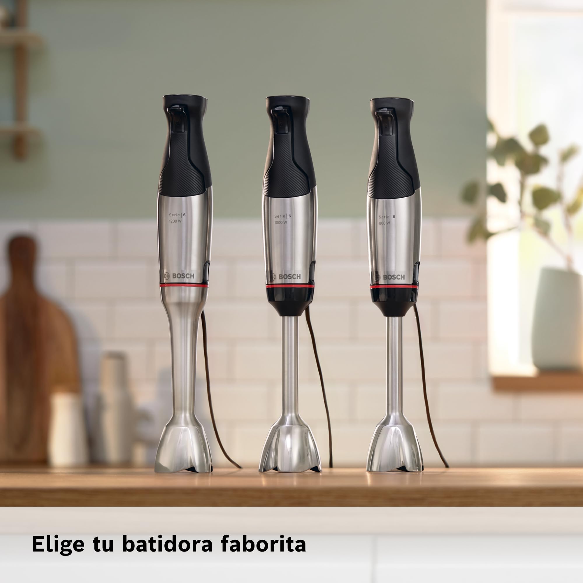 Bosch - Batidora ErgoMaster, Serie 6, 1200 W, QuattroBlade System Pro, Accesorios incluidos, Acero inoxidable, MSM6M830