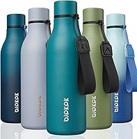 Vista 138 de BJPKPK Botellas de agua aisladas, botella de agua de metal de acero inoxidable de 18 onzas con correa, termo a prueba de fugas sin BPA, tazas