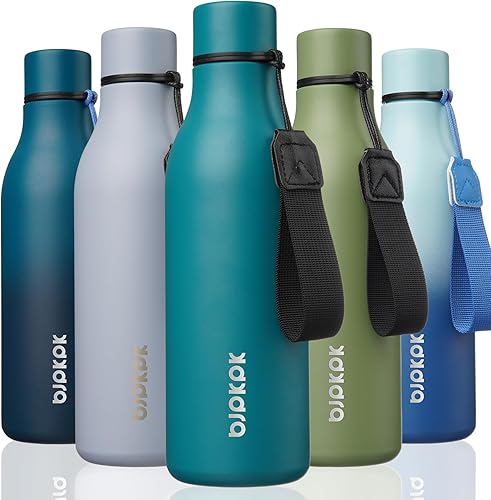 Miniatura 42 de BJPKPK - Botellas de agua aisladas, 25 onzas, de acero inoxidable con correa, botellas, tazas, frascos sin BPA, a prueba de fugas, frascos térmicos