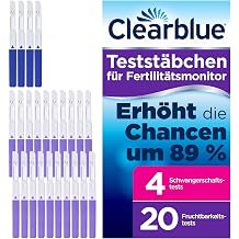 Clearblue مراقبة الخصوبة/دورة إعادة ملء الكمبيوتر 24 اختبارات 20 x اختبار الإباضة/اختبار الخصوبة للنساء لتحديد الإباضة & 4 x اختبار الحمل