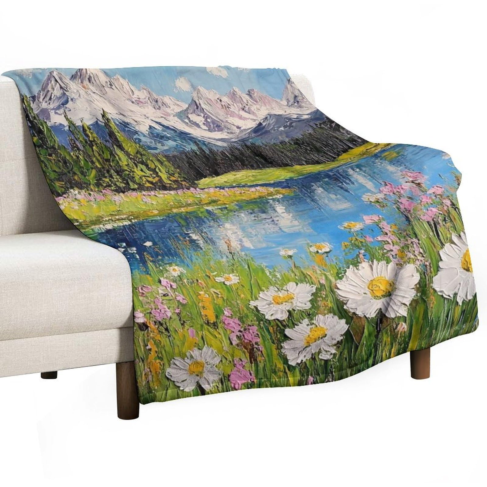 YHGSREUOH Valley Bloom Serenity (4) Flannel Blankets Fleece Soft Throw Lightweight Plush Gifts for Couch, Bed, Cozy Sofa Plush, Chair, Lovers 100x130cm(40x50in)