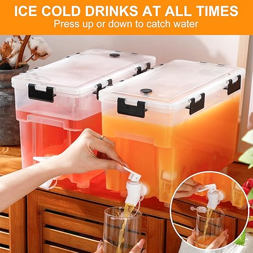 Miniatura 4 de Zhehao Dispensador de bebidas de 1.5 galones para refrigerador con grifo, dispensador de agua con tapas, dispensador de bebidas heladas para bebidas