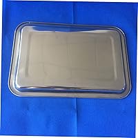 Vista 8 de Yardwe Bandeja engrosada de acero inoxidable para servir alimentos, bandeja para barbacoa, bandeja para servir al horno, 14.2x10.6 in