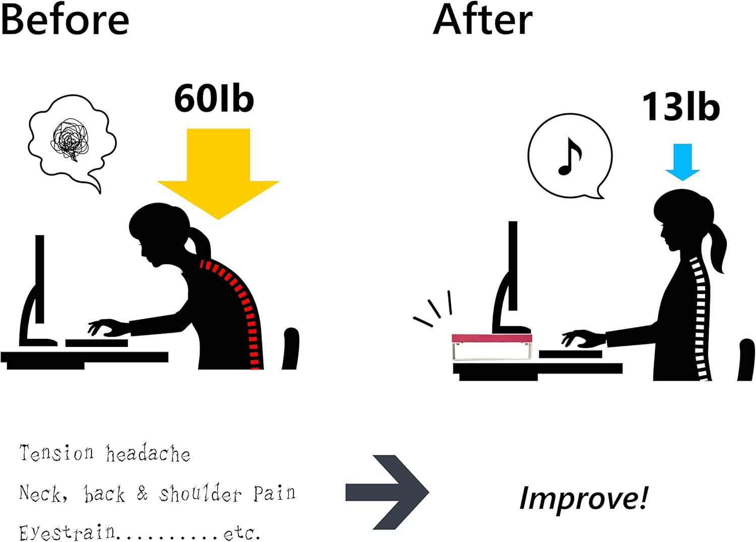 LIHIT LAB Desktop Stand, Sturdy Steel Stand for Laptop/Computer Monitor, 9.8 x 15.4 x 6.3 inches, Black (A7331-24)